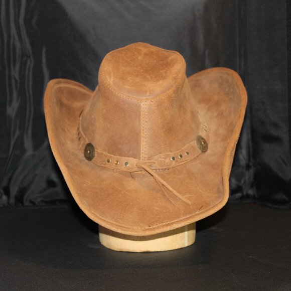 Minnetonka “The SILVERTON COWBOY HAT” Genuine Leather Size 21" band - Picture 1 of 7